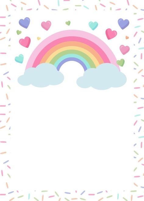 Baby Shower Nubes Y Arcoiris, Baby Shower Arcoiris Decoracion, Rainbow Party Invitations, Rainbow Invitation, Baby Scrapbook Album, Rainbow Party Decorations, Rainbow Invitations, Free Printable Stationery, Unicorn Invitations