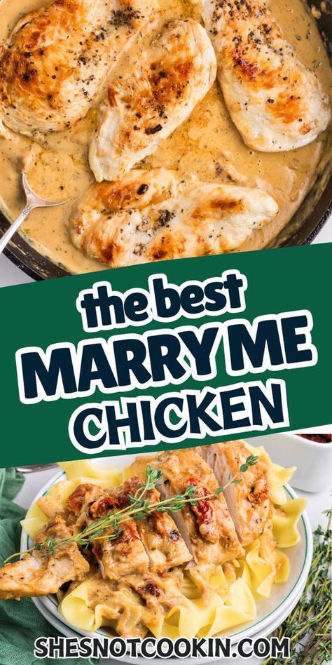 This delicious Marry Me Chicken recipe marries tender, juicy chicken in a parmesan cream sauce with sundried tomatoes. It's a rich, flavorful dish the whole family will love! Add it to your next meal planning session! Cream Sauce For Chicken, Marry Me Chicken Recipe, Chicken Sauce Recipes, Crockpot Recipes Beef Stew, Easy Family Dinner, Marry Me Chicken, Parmesan Cream Sauce, Chicken Easy, Sundried Tomatoes