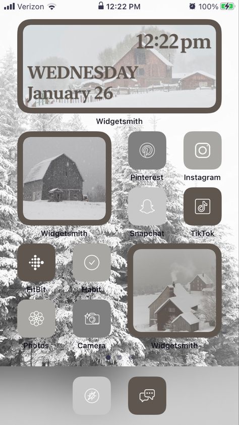 Winter Widgets Ideas, Phone Inspiration Christmas, Winter Themed Home Screen, Winter Home Screen Aesthetic, January Home Screen, Winter Homescreen Aesthetic, Aesthetic Winter Homescreen, Winter Iphone Home Screen, Winter Iphone Theme