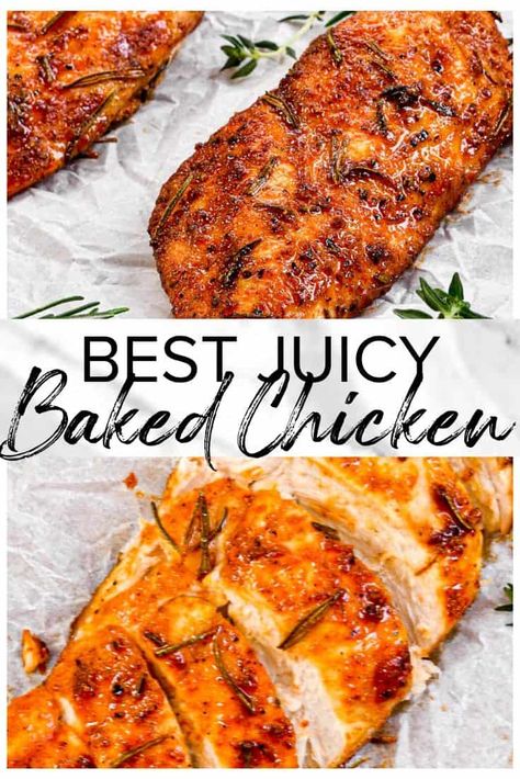 Juicy Baked Chicken Breast sprinkled with a delicious brown sugar and paprika seasoning, then baked until caramelized. It’s simple, fast, healthy and incredibly tasty! Paprika Seasoning, Juicy Baked Chicken Breast, Tasty Chicken Recipes, Juicy Chicken Breast Recipes, Chicken Boneless Breast Recipes, Juicy Baked Chicken, Brown Sugar Recipes, Oven Baked Chicken Breasts, Chicken Breast Recipes Baked