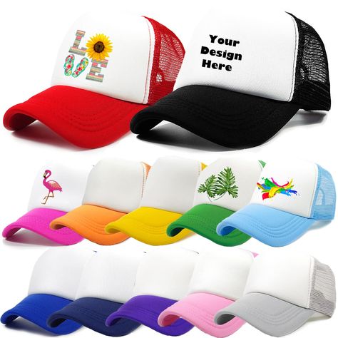 PRICES MAY VARY. Polyeser Snap closure Super Valuable 12 Pack Hat: You will get 12 packs of blank trucker hat, lightweight and breathable.blank & white in the center of hat ,Trucker hats brim solid vibrant colors, and the back is mesh design Made of polyester and premium sponge, nice stitching, the sponge mixed fabrication piece on the front with mesh back, lightweight and breathable, the mesh design provide heat dissipation quickly One Size Fits Most: Adjustable plastic snap closure, the sublim Diy Printing, Sublimation Blanks, Shopping Coupons, Family Outing, Great Birthday Gifts, Blank White, Diy Prints, Mesh Design, Baseball Hat