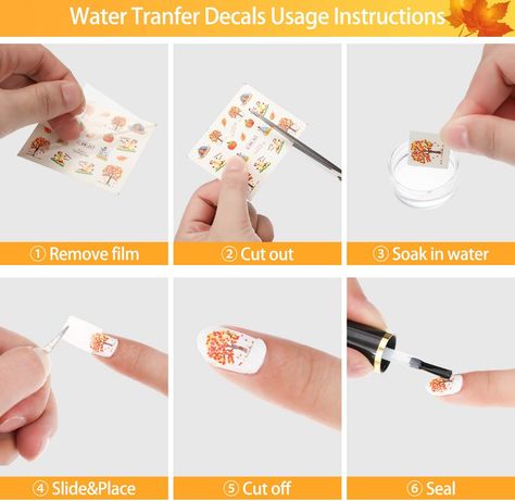 How To Use Nail Stickers, How To Apply Nail Stickers, Nails With Decals, Diy Nail Stickers, Autumn Nail Art, Pumpkin Nail, Diy Nails Stickers, Thanksgiving Nail, Ginger Smoothie