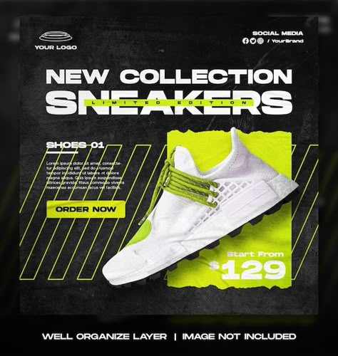 Sport shoes sale for social media instag... | Premium Psd #Freepik #psd #banner Sneakers Social Media Design, Shoe Social Media Design, Sneakers Banner Design, Sport Social Media Design, Design Iklan Produk, Sale Design Graphics Ideas, Shoes Social Media Post, Shoes Banner, Product Banner