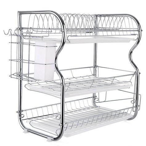 Multifunctional draining rack: well organized your bowls, dishes, forks, spoons, chopsticks, and other kitchenware in the same unit. Kitchen Dish Drainers, Draining Rack, Flatware Holder, Draining Board, African Interior, Cutlery Storage, Sink Drainer, Dish Drainers, Rack Kitchen