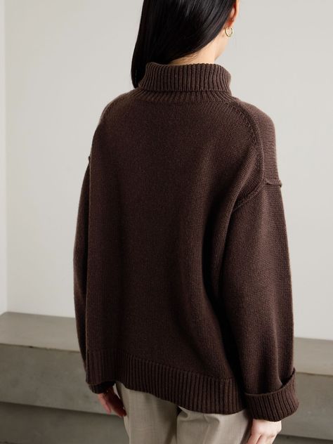 ALLUDE Wool and cashmere-blend turtleneck sweater | NET-A-PORTER Net Sustain, Brown Shade, Cashmere Blend Sweater, Exclusive Dress, Cashmere Turtleneck, Brown Sweater, Soft Wool, Center Stage, Summer Hats