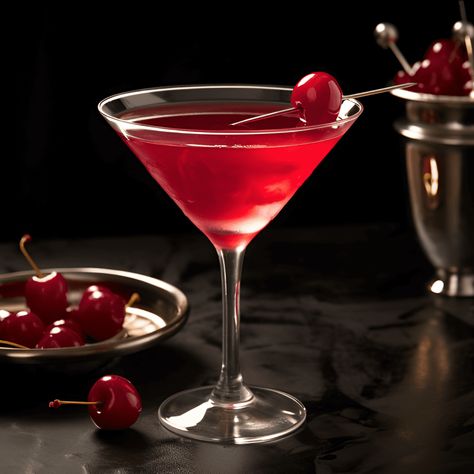 Amarena Cherry Cocktail Recipe - The Amarena Cherry Cocktail is a harmonious blend of sweet, sour, and slightly bitter flavors. The sweetness of the cherry syrup is balanced by the tartness of the lemon juice, while the vodka adds a smooth, clean finish. The Amarena cherry garnish adds a touch of bitterness, making this cocktail a well-rounded, flavorful experience. Cherry Cocktail Recipes, Grapefruit Mocktail, Cherry Vodka Sour, Campari Spritz, Brandy Cocktails, Drinks Photography, Cherry Syrup, Blossom Cherry, Cherry Brandy