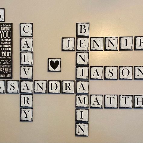 Jennifer loved their purchase from DesignsByGriffis Wall Art Farmhouse Style, Important Dates Sign, Wall Groupings, Scrabble Wall, Wood Tiles, Family Wood Signs, Anniversary Sign, Printed Tile, Wall Art Farmhouse