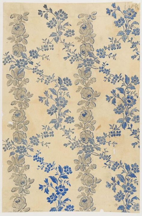 Textile Design | J. D. Cornuaud | V&A Explore The Collections Vintage Textile Prints, Textile Patterns Design Fashion Texture, French Pattern Design, Fashion Textile Prints, Floral Textile Prints, Vintage Textiles Patterns, Textile Pattern Design Fashion, Texture Dress, Blue Flower Wallpaper