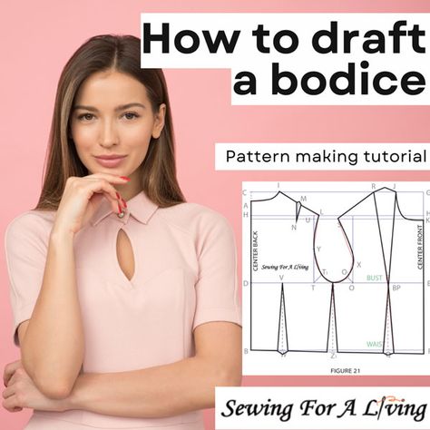 From measurements to adjustments, learn step-by-step how to draft a bodice pattern that fits like a dream. Simple Bodice Pattern, Drafting Sewing Patterns, Basic Top Pattern, Pattern Drafting Bodice, Basic Bodice Pattern, Pattern Making Tutorial, Basic Bodice, Pattern Drafting Tutorials, Tutorial Sewing