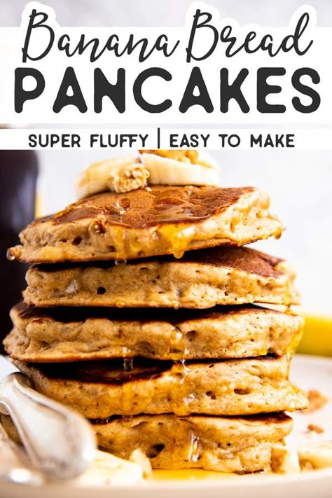 Banana Bread Pancakes Easy, Recipes Using Mashed Bananas, Banana Bread Pancake Mix Recipe, Banana Pankaces, Mashed Banana Pancakes, Breakfast With Bananas, Banana Buttermilk Pancakes, Best Banana Pancakes, Banana Pecan Pancakes