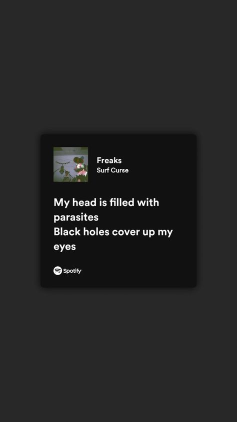 Spotify lyrics aesthetic captions Freaks Song Lyrics, Freaks Lyrics Surf Curse, Freaks Lyrics, Freaks Surf Curse, Lyrical Poetry, Pretty Lines, Surf Curse, Favorite Song, Black Hole