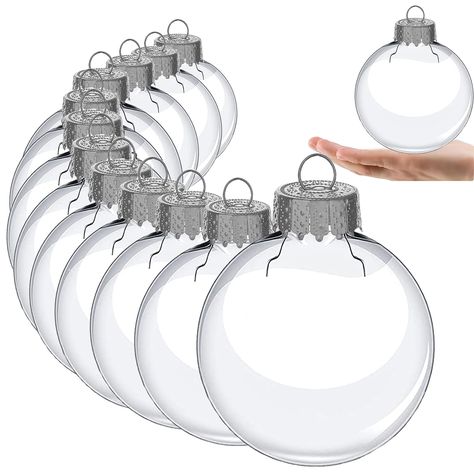 PRICES MAY VARY. Package included: Include 12 pcs christmas ornaments balls, with gift box Material: Clear plastic ornaments are made of hight-quality PET and aluminum material, light and beautiful, smooth in appearance, have a sense of transparency of glass, but will not shatter like glass ornaments Feature: Fillable ornaments makes the filling inside clearly visible, It is simple and generous with the metal caps, clear ornaments for crafts suitable for Halloween, Christmas, Thanksgiving, weddi Clear Ornament Ideas, Clear Ornament Balls, Christmas Ornaments Balls, Clear Plastic Ornaments, Clear Christmas Ornaments, Clear Glass Ornaments, Foam Paint, Clear Ornaments, Christmas Tree Decorations Diy