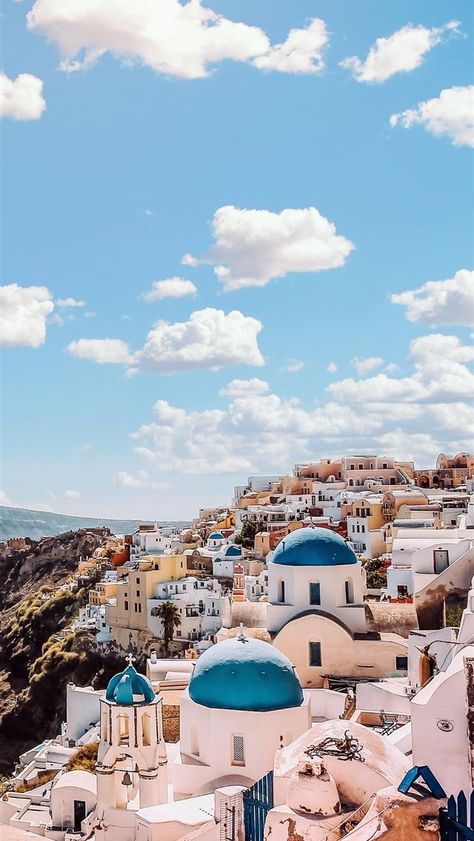 Santorini #Santorini #100mostbeautifulplacestovisit #greece Santorini Greece Aesthetic Wallpaper, Outdoor Games For Toddlers, Greece Wallpaper, Grecia Santorini, Rainbow Wallpaper Iphone, Usa Places To Visit, Wallpaper Iphone Summer, Santorini Island, Autumn Scenes