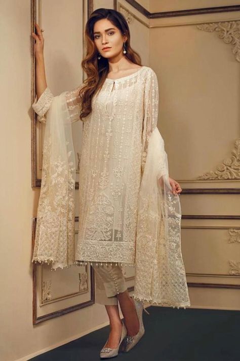 Pakistani salwar kameez suit original Baroque designer Indian | Etsy Pakistani Formal Dresses, Nikkah Dress, Salwar Kamiz, Embroidered Chiffon, Mode Chic, Dress Indian Style, Pakistani Dress Design, Net Dupatta, Pakistani Designers