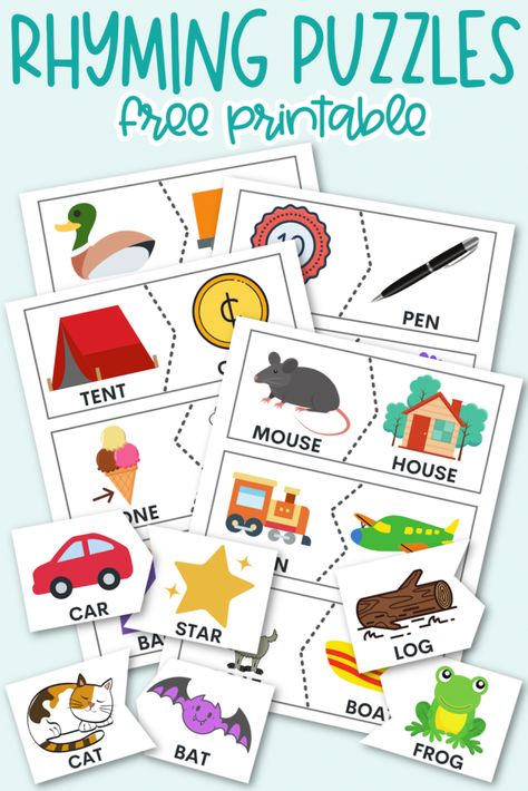 Pre K Rhyming Words Free Printable, Rhyming Activities Kindergarten, Rhyming Activities Preschool, Rhyming Word Game, Rhyming Words Activities, Rhyming Worksheet, Rhyming Games, Homeschooling Activities, Cat Template