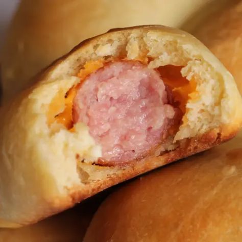 Sausage and Cheese Kolaches Wrapped in Potato Flake Sourdough - Little Tennessee Home Breakfast Sausage Links, Mozzarella Cheese Sticks, Potato Flakes, Sausage Links, Dough Scraper, Dough Ingredients, Breakfast Burritos, Meat And Cheese, Smoked Sausage