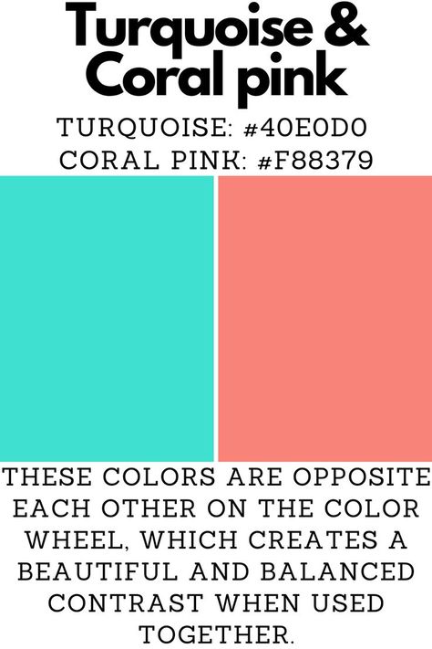 Color Combinations, Color Matches, Strong Combos Contrast Color Combinations, Turquoise Color Combinations, Pink Color Combination, Coral Colour, Coral Pink Color, Colour Contrast, The Color Wheel, Colour Board, Coral Turquoise