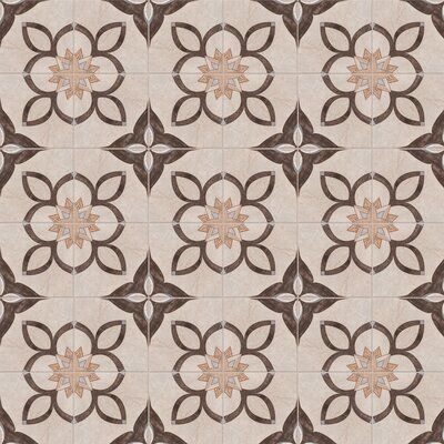 EliteTile Argos Series 18" x 18" Ceramic Patterned Wall & Floor Tile | Wayfair Wall Patterns Texture, Tile Texture Floor, Bathroom Floor Pattern, Brown Floor Tile, Wood Tile Pattern, Entry Flooring, Traditional Flooring, Mixed Tiles, Affinity Tile