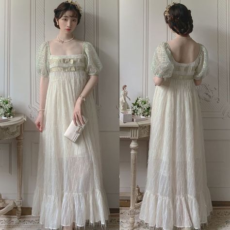 Devil Inspired, Wedding Dress Aesthetic, Regency Gown, Empire Dresses, Regency Era Fashion, Morning Dress, Empire Wedding Dress, Century Dress, Regency Fashion