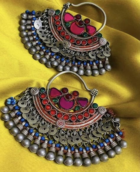 Afghan Jewelry Vintage, Afgani Jewelry, Antique Silver Jewelry Indian, Bhavya Ramesh, Afghani Earrings, Afghan Jewellery, Oxidised Jewelry, Oxidised Earrings, Jewellery Women