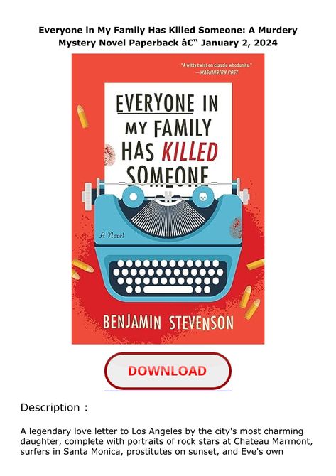 Download (PDF) Everyone in My Family Has Killed Someone: A Murdery Mystery Novel Paperback â€“ Janua Everyone In My Family Has Killed Someone Book Cover, Book Pdfs, Everyone In My Family, Internal Communications, Quick Reads, Online Book, Fitness Technology, Mystery Novels, Digital Book