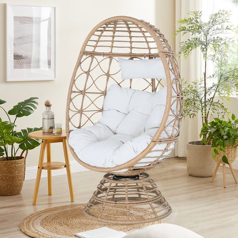 Silsby Teardrop Swivel Patio Papasan Chair with Cushions Swivel Egg Chair, Rattan Outdoor Chairs, Outdoor Chair Set, Tufted Seat Cushion, Outdoor Folding Chairs, Aluminum Chairs, Sunbrella Cushions, Single Chair, Papasan Chair