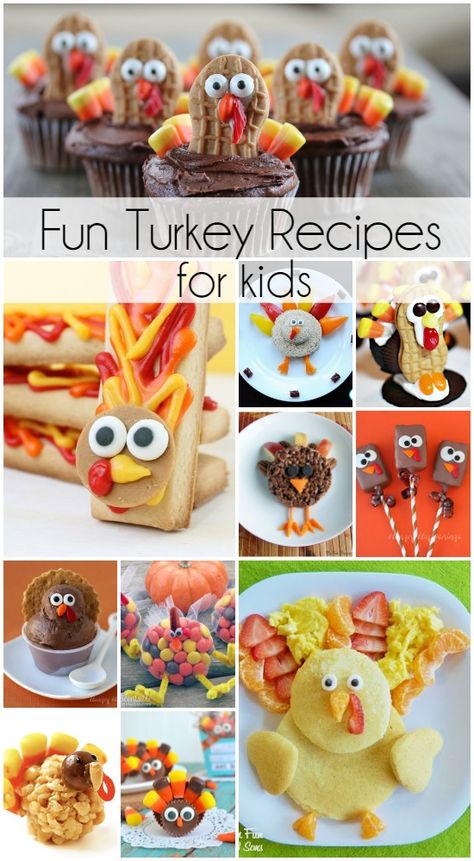 Turkey Recipes for Kids! DIY Thanksgiving Crafts and Recipes for Kid Friendly Party Time Treats! Kid Friendly Party, Thanksgiving Desserts Kids, Diy Thanksgiving Crafts, Turkey Treats, Thanksgiving Snacks, Kids Cooking Recipes, Thanksgiving Treats, Turkey Recipes Thanksgiving, Recipes For Kids