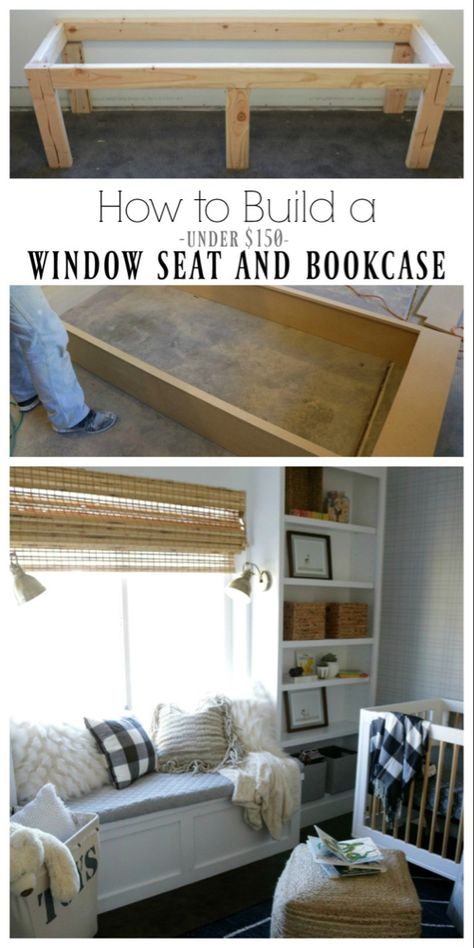 How to Build a Window Seat and Built-In Bookcase Tutorial - Nesting With Grace Build A Window Seat, Build A Window, Bedroom Window Seat, Diy Window Seat, Built In Window Seat, Window Bench Seat, Window Seat Kitchen, Window Seat Design, Window Seat Storage