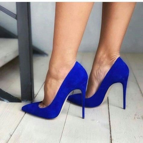 Royal Blue❤ Prom Shoes Wedges, Royal Blue High Heels, Royal Blue Heels, High Heels For Prom, Blue High Heels, Silver High Heels, Cute Shoes Heels, Blue Heels, Casual Heels