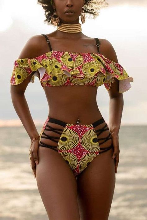 9aa42b31882ec039965f3c4923ce901bdesc49478854ri African Swimwear, Swimming Suits, Yellow Swimsuits, Yellow Crop Top, Swimwear Tankini, Tankini Set, Swimsuit Set, Print Swimsuit, Tankini Swimsuits