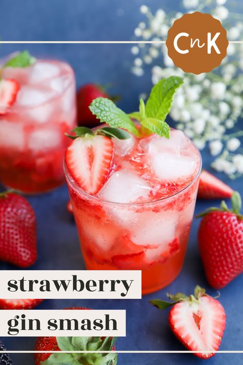 Cool down and relax with our refreshing Strawberry Gin Smash cocktail recipe. Bursting with the sweetness of ripe strawberries and the kick of gin, this vibrant concoction is the perfect way to embrace the sunny days of summer. Follow our easy step-by-step guide and elevate your cocktail game with this irresistible twist on a classic favorite. Cheers to summer sipping! Strawberry Gin Smash Cocktail, Strawberry Gin Smash, Strawberry Basil Gin Smash, Strawberry Cocktail Recipe, Gin Smash, Patriotic Recipes, Strawberry Gin, Spring Cocktails Recipes, Strawberry Vodka