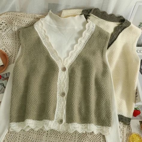 Just found this amazing item on AliExpress. Check it out! AU$8.79  50％ Off | 2022 Autumn Vintage Cardigan Vest Women Elegant Lace Sweater Vest Sleeveless Coat Crop Top Female Waistcoat Aesthetic Clothes Waistcoat Aesthetic, Coat Crop Top, Female Waistcoat, Sleeveless Coat, Lace Vest, Lace Sweater, Knitted Tops, Vintage Cardigan, Mori Girl