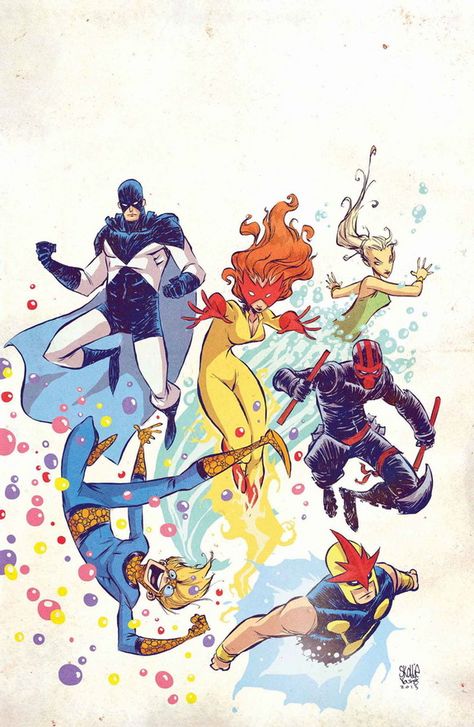 New Warriors Marvel, Arte Nerd, Skottie Young, New Warriors, Young Art, Marvel Comic Character, Marvel Comics Art, Ms Marvel, Comic Book Artists