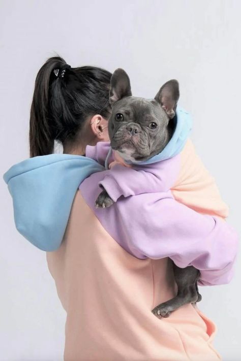 Best Matching Dog and Owner Sweaters and Hoodies – 9 Brands to Know - feat. the Cotton Candy Hoodie via Spark Paws (Image: Spark Paws) Sweaters And Hoodies, Dog Cooling Vest, Dog Onesies, Dog And Owner, Cute Dog Clothes, Matching Hoodies, Dog Raincoat, Dog Pajamas, Dog Shoes