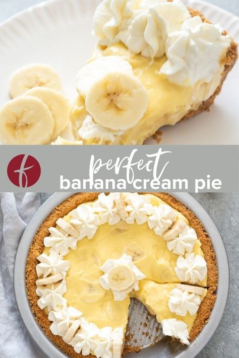 Banana Cream Pie Banana Pie With Graham Cracker Crust, Banana Pudding Pie Graham Cracker Crust, Banana Cream Pie With Graham Crust, Banana Cream Pie Graham Cracker Crust, Banana Cream Pie Filling, Desserts With Graham Cracker Crust, Bannana Cream Pie, Banana Cream Pie Recipes, Pies With Graham Cracker Crust