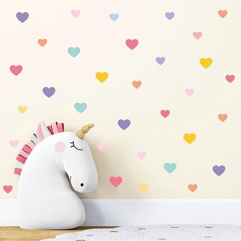 PRICES MAY VARY. ❤️What You Will Get - 6 Sheets size at 11.8 x 8.6 inches. Include 66pcs mixed size Heart decals to fit your DIY decorations. Meet your various decorative needs, enough to decorate your children room with this bright wall decals. ❤️Delicate and Adorable - Just peel off the paper, and then paste the Heart wall stickers on a smooth and flat surface, which can be easily decorated without using tools, create a dreamy and warm atmosphere for kids house, adding a lot pleasure to the be Wall Stickers Aesthetic, Kids Bedroom Color Ideas, Girls Room Decals, Boys Wall Stickers, Love Wall Decor, Dance Room, Girls Wall Stickers, Heart Wall Decal, Heart Wall Stickers