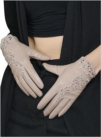 Luxury Gloves, Elegant Gloves, Sheepskin Gloves, Leather Gloves Women, Leather Driving Gloves, Cold Weather Gloves, Driving Gloves, Embroidered Leather, Lace Embroidery