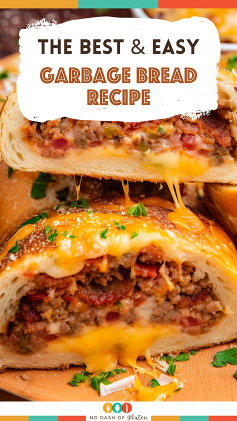 Ready for a flavor-packed adventure? Try our Garbage Bread Recipe! It's a unique blend of savory ground beef, crispy bacon, and gooey cheeses all wrapped in soft pizza dough. Perfect for game nights, family dinners, or when you just crave something deliciously different. This recipe is easy to follow and guarantees a mouthwatering result every time. Don't miss out on this cheesy, meaty delight that's sure to be your next favorite. Pin now for an unforgettable cooking experience! Ground Beef Bread Recipes, Ground Beef Pizza Dough, Stromboli With Ground Beef, Ground Beef And Pizza Dough Recipes, Stromboli Recipe Easy Ground Beef, Garbage Bread Recipe Pizza Dough, Unique Ground Beef Recipes, Recipes With Pizza Dough, Garbage Bread Recipe