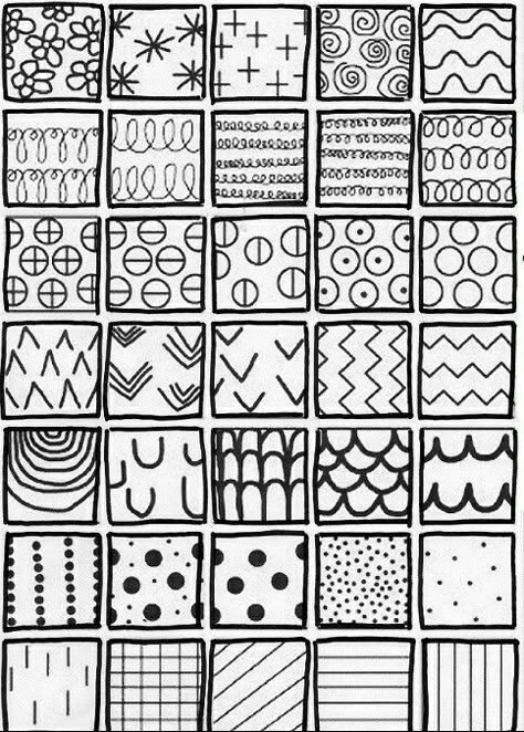 How To Doodle For Beginners Patterns, Patterns For Doodling, Pattern Art Lesson Elementary, Pattern Art Projects For Elementary, Lined Paper Doodles, Pattern Art Easy, Simple Patterns To Draw, Easy Doodle Patterns, Zentangle For Kids