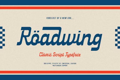 Roadwing, Script and Handwritten ft. retro & vintage - Envato Elements Vintage Script Fonts, Script Typeface, Free Script Fonts, Graphic Design Fonts, Vintage School, A Font, Font Generator, Retro Font, Handwritten Fonts