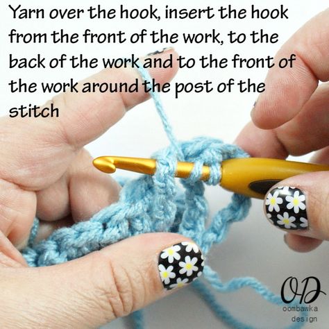 1 FPhdc Tutorial @OombawkaDesign Fpdc Crochet Stitch, Front Post Double Crochet, Learn How To Crochet, Crochet Stitches Patterns, Crochet Basics, Half Double Crochet, Photo Tutorial, Learn To Crochet, How To Crochet