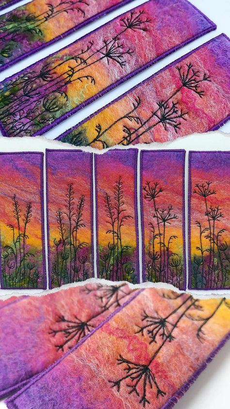 Felt And Embroidery Projects, Needle Felting Painting, Needle Felt Painting, Needle Felt Pictures, Felt Art Embroidery, Felted Bookmarks, Felted Wool Projects, Needle Felting Pictures, Felted Embroidery