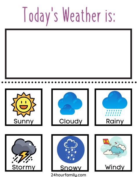 today's weather is printabe weather worksheet Weather Chart Printable Free, Weather Watcher Preschool, Free Weather Chart Printable, Free Printable Weather Chart Preschool, What Is The Weather Like Today, Weather Patterns Preschool, Weather Pictures For Kids Free Printable, How Is The Weather, Todays Weather Is Free Printable