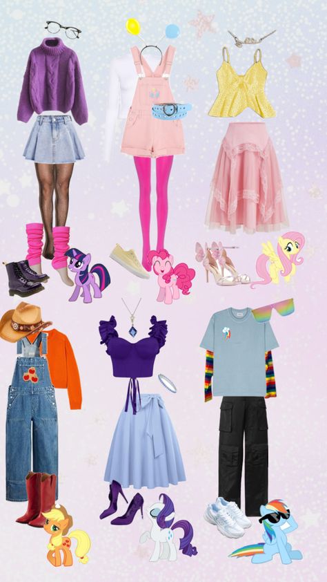 My little pony Mlp Costume Group, Halloween Costumes My Little Pony, Flutter Shy Costume, My Little Pony Group Costume, My Little Pony Costume Diy, My Little Pony Halloween Costume Group, Preppy Trio Halloween Costumes, Pinkie Pie Halloween Costume, Rarity Halloween Costume