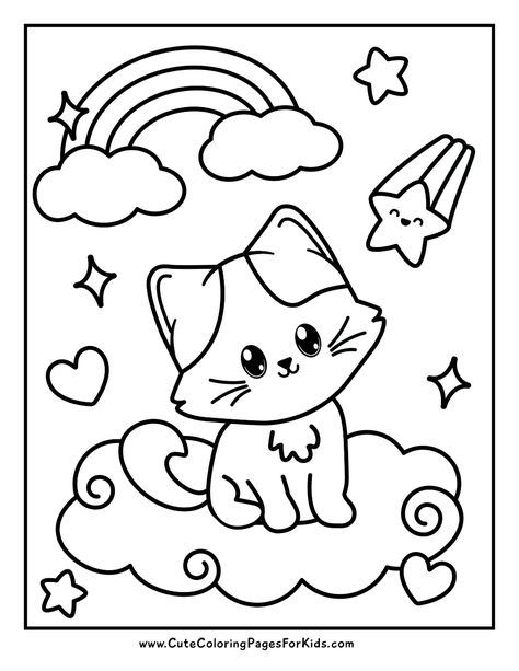 Kitty Cat Coloring Pages: 7 Free Printable PDFs - Cute Coloring Pages For Kids Cute Baby Animal Coloring Pages, Baby Animal Coloring Pages, Cute Coloring Pages For Kids, Kitty Coloring Pages, Cupcake Coloring Pages, Cat Coloring Pages, Free Printable Coloring Sheets, Minecraft Coloring Pages, Space Coloring Pages