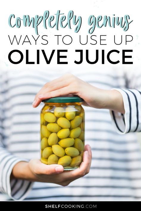 There are so many incredible ways to repurpose olive juice. Don't toss out all that salty goodness! Step away from the trash can and find out why olive brine just might become your new secret weapon in the kitchen. Recipes With Olive Juice, Olive Juice Recipe, Olive Brine Uses, Olive Juice Uses, Olive Brine Recipe, Shelf Cooking, Pork Chop Seasoning, Pickled Olives, Olive Brine