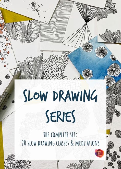 Slow Drawing Ideas, Art Series Ideas, Mindfulness Painting, What To Draw In A Sketchbook Art Journals, Meditative Drawing, Meditative Art, Mindful Drawing Art Therapy, Art Therapy Ideas, Abstract Art Drawing