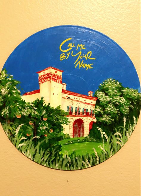 Painted Record Vinyl • Call Me By Your Name Call Me By Your Name Painting, Your Name Painting, Record Painting, Name Paintings, Vinyl Player, Record Vinyl, Painted Vinyl, Cd Art, Art To Make