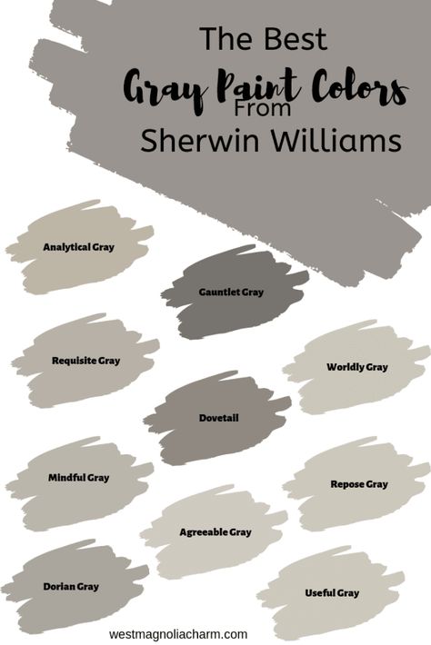 Gray paint colors are pretty popular now and for a good reason, they work with every decor style! I'm loving these 10 amazing Sherwin Williams gray paint colors! #gray #home ##paintcolors #neutral Best Sherwin Williams Gray, Sherwin Williams Gray Paint Colors, Paint Colors Gray, Sherwin Williams Paint Gray, Sherwin Williams Sea Salt, Best Gray Paint, Best Gray Paint Color, Sherwin Williams Alabaster, Worldly Gray