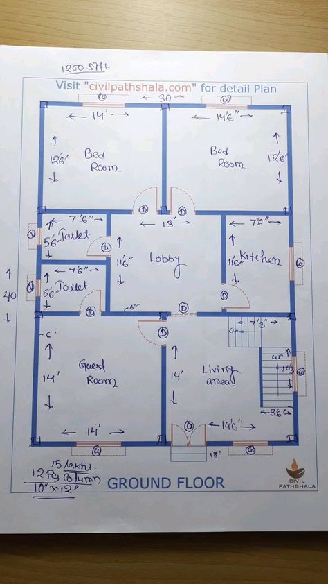 30x40 sq ft Indian House Plan 🏠 | House Design ~ ~ ~ ~ ~ ~ ~ ~ ~ ~ ~ ~ ~ ~ ~ #civilpathshala #civilengineering #floorplans #2dplan… | Instagram Map Of House Design, 40×40 House Plans, 30 By 40 House Plans Design, 30×30 House Plan, 3 Rooms House Plan Design, Home Plans Indian, 2 Floor House Plans, Floor Plan Design Layout, Home Design Plans Indian